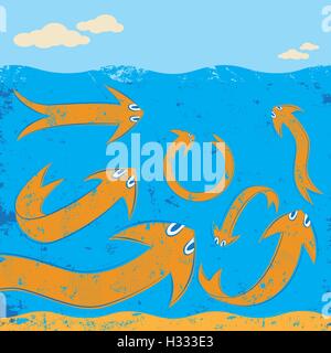 Arrow Fish  Arrows disguised as fish pointing in different directions and swimming around. Stock Vector