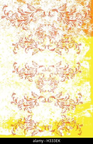 Textured Scroll Frames  Textured ornate frames, decorative ornaments, flourish and scroll elements Stock Vector