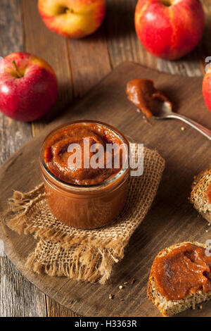 Homemade Sweet Apple Butter with Cinnamon and Nutmeg Stock Photo