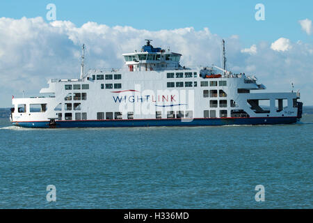 Wightlink car ferry St Clare arriving at Portsmouth from Fishbourne, Isle of Wight Stock Photo