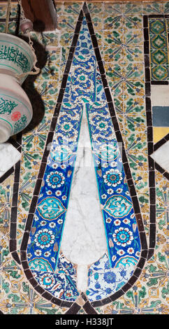 detail of tile decoration, Rosetta, Mosque of Salah Agha Duqmaqsis 1702 Stock Photo