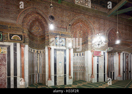 triple mihrab, Interior, Tomb of Imam al-Shafi'i, Cairo, Egypt Stock Photo