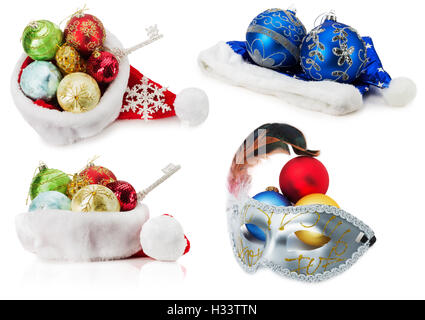 collection of Christmas balls isolated on the white background. Stock Photo