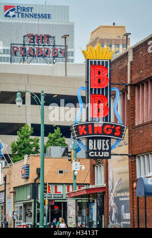 The legendary B.B. King's Blues Club's Neon sign at entrance of club on Beale Street in Memphis, TN Stock Photo