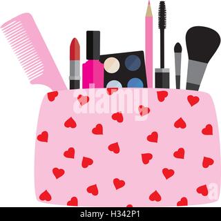 vector illustration of a cosmetic bag with make up concept Stock Vector