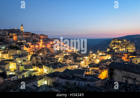 Matera (Basilicata Italy) Sasso Caveoso at sunrise Stock Photo