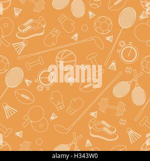 Seamless pattern on the sports theme. Vector illustration sports and fitness equipment. Series of Sporting Patterns. Stock Vector