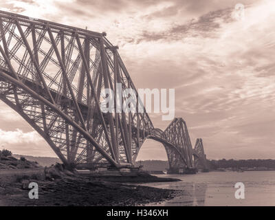 edinburgh dusk forth scotland bridge connecting rail towns alamy queensferry north south