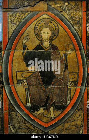 Norway. Middle Ages. Altar frontal. Detail. Christ in Majesty. Heddal church, Notodden, Telemark. c. 1250. Historical Museum. Oslo. Norway. Stock Photo