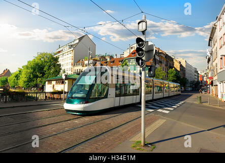 Modern tram on the street of Strasbourg, France Stock Photo
