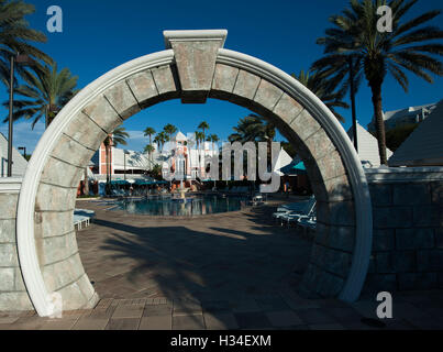 Swimming area of the Bermuda Clubhouse at the Hilton Grand Vacations at Seaworld, Orlando, Florida, USA Stock Photo