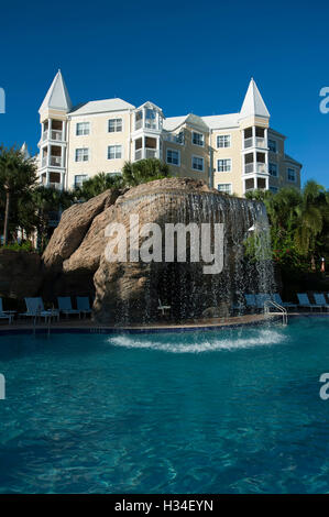 Swimming area of the Bermuda Clubhouse at the Hilton Grand Vacations at Seaworld, Orlando, Florida, USA Stock Photo