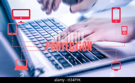 Protect cloud information data concept. Security and safety of cloud data Stock Photo