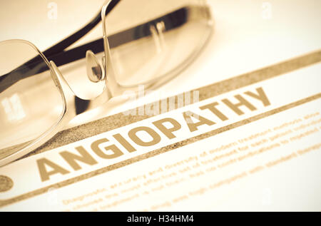 Diagnosis - Angiopathy. Medical Concept. 3D Illustration. Stock Photo