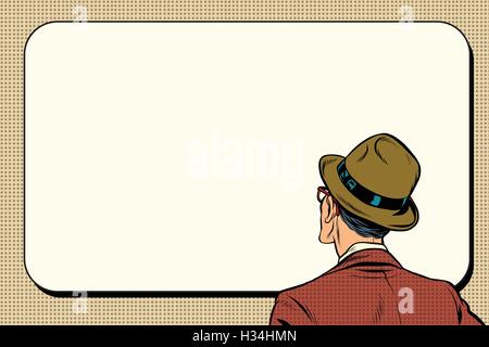 man standing back, looking on white background Stock Vector