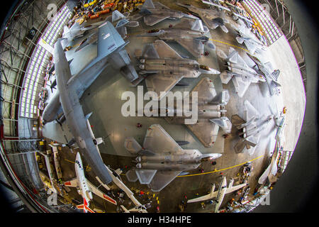 NASA Langley Research Center provides shelter for Langley AFB F22s from approaching Hurricane Hermine 2016  - NASA photo Stock Photo