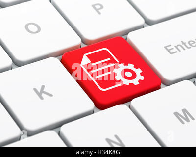 Database concept: Gear on computer keyboard background Stock Photo - Alamy