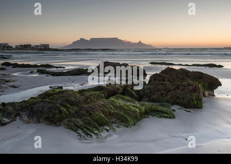 Sunset over Table Mountain from Bloubergstrand, Cape Town Stock Photo