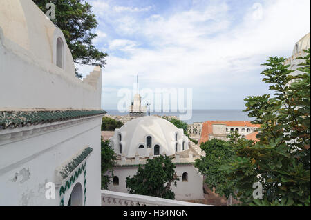 Sidi Abderrahmane El Thaalibi mosque at the ancient part of Algeria casbah(kasaba).Mosque and its campus is visited by the women Stock Photo
