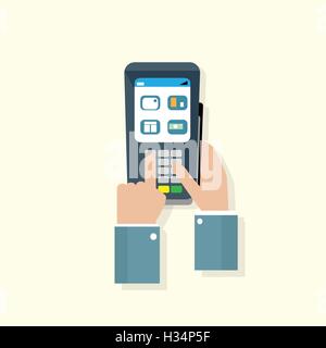 Business Hand Atm Terminal Machine Payment Stock Vector