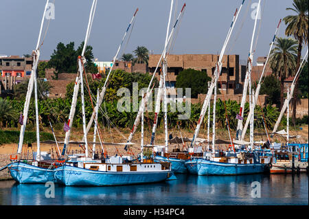 Egypt. Cruising the Nile from Kom Ombo to Luxor, passing Edfu and Esna. Stock Photo