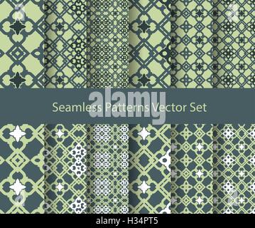 seamless patterns oriental ornament style abstract vector set Stock Vector
