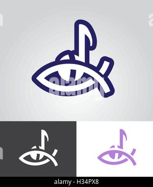 christian fish symbol with musical note as christian music emblem abstract vector illustration Stock Vector
