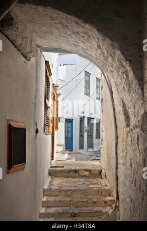 Picturesque alley in Hydra town, Hydra island, Attica, Greece. Stock Photo