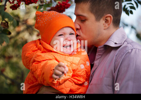 caring father with little daughter Stock Photo