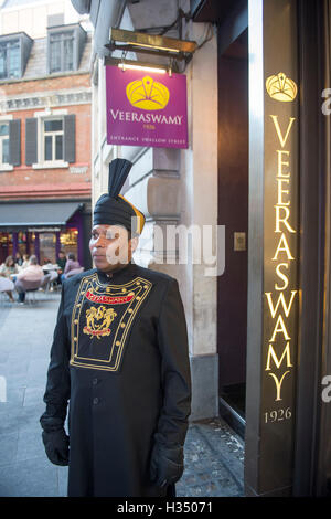 London, Veeraswamy The Uk's oldest Indian Restaurant in Piccadilly Pic Shows The exterior of the Restaurant.Veeraswamy UK's oldest Indian Restaurant in Piccadilly. Veeraswamy has another claim to fame: its first Michelin star. The restaurant, which opened on Regent Street in London in 1926, was awarded the ultimate recognition of gastronomic excellence in Michelin’s 2017 guide, published yesterday. Stock Photo