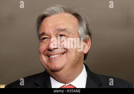 United Nations. 1st Jan, 2017. File photo taken on April 12, 2016, shows Antonio Guterres of Portugal at the UN headquarters in New York, the United States. Former Portuguese prime minister and the former head of the UN refugee agency, Antonio Guterres, was unanimously selected Wednesday by the UN Security Council as the next UN secretary-general, succeeding UN Secretary-General Ban Ki-moon on Jan. 1, 2017, Russian UN Ambassador Vitaly Churkin, who is the council president for October, announced here. © Li Muzi/Xinhua/Alamy Live News Stock Photo