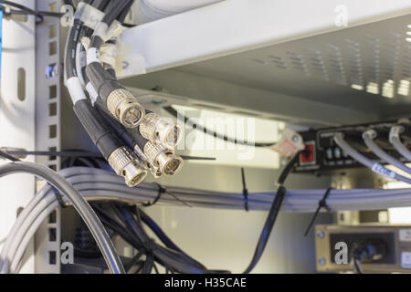 bunch of bnc connector . Available space. Stock Photo
