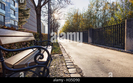 Walking on a sunny Autumn afternoon by the riverside Stock Photo