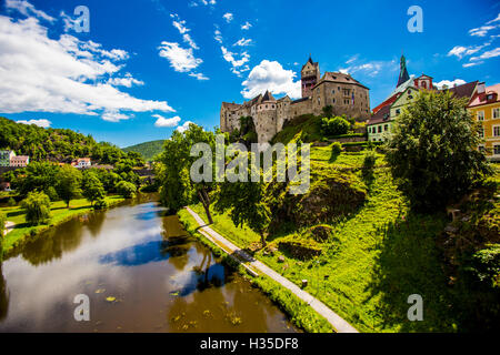 View of Loket Castle in the countryside of the West Bohemian Spa triangle outside of Karlovy Vary, Bohemia, Czech Republic Stock Photo