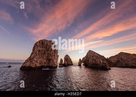 Sunrise over Land's End, Finnisterra, Cabo San Lucas, Baja California Sur, Mexico Stock Photo