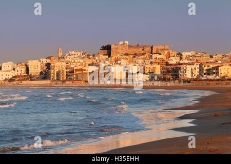 Old town with cathedral at sunset, Vieste, Gargano, Foggia Province, Puglia, Italy Stock Photo