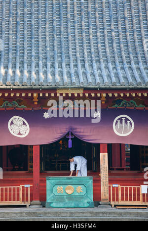 A detailed view shows the Honden main hall of Asakusa Shrine (constructed in 1649, also known as Sanja-sama,'Shrine of the Stock Photo