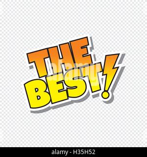 the best cartoon text sticker Stock Vector