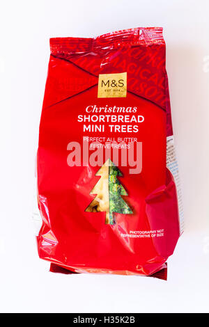 packet of M&S Christmas shortbread mini trees perfect all butter festive treats isolated on white background Stock Photo