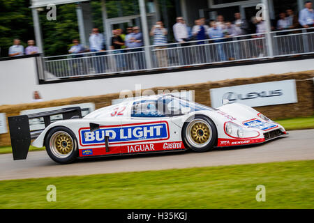 1990 Jaguar XJR12D, Le Mans winner, with driver Justin Law at the 2016 Goodwood Festival of Speed, Sussex, UK Stock Photo