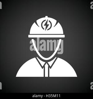 Electric engineer icon. Black background with white. Vector illustration. Stock Vector