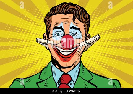 Clown face smile with clothespins Stock Vector