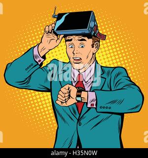 Too much time in virtual reality Stock Vector