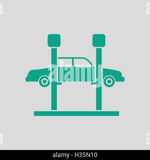 Car lift icon. Gray background with green. Vector illustration. Stock Vector