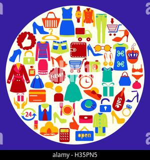 Shopping related icons-illustration Stock Vector