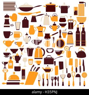 ollection of cooking equipment cooking Stock Vector