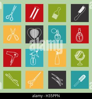 Barbershop objects haircutting tool icons Stock Vector