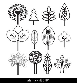 Plants and Trees nature set icons Stock Vector