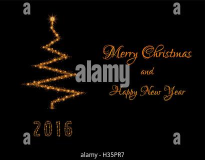 christmas illustration with glittering tree Stock Vector