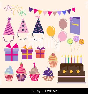 set of vector birthday party elements Stock Vector
